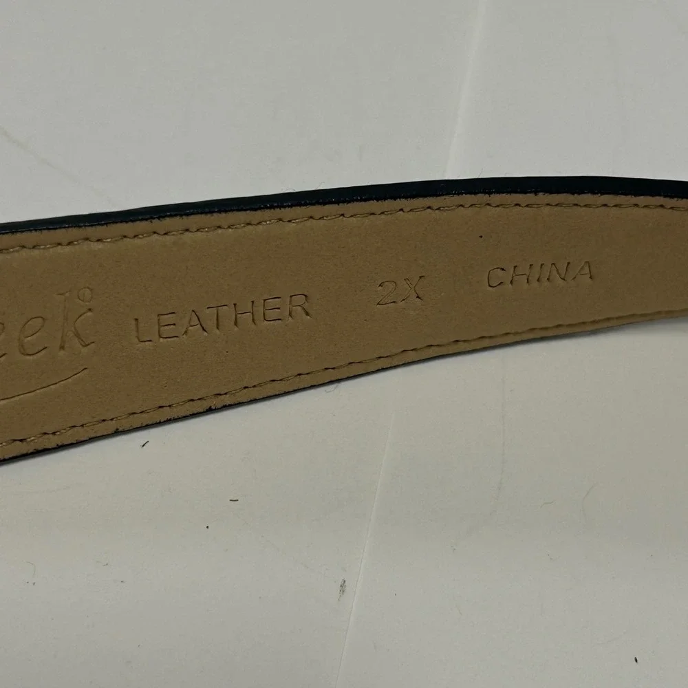 Coldwater Creek Black Croc Leather Western Belt Silver Ornate Buckle 2X 2007